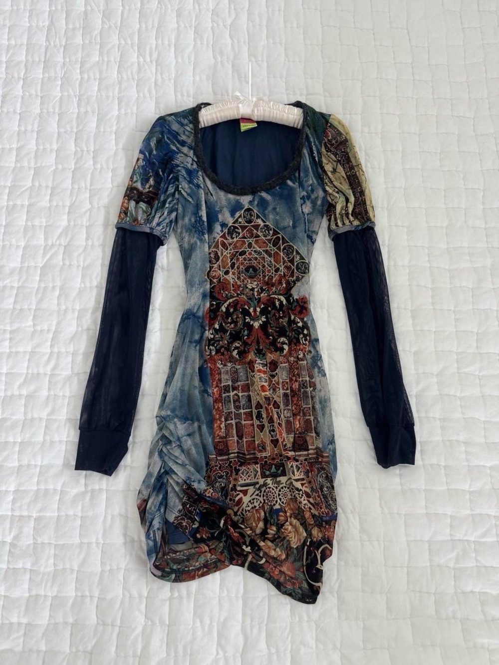 Vintage Save The Queen cathedral print dress
